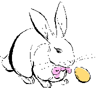 A white bunny with a yellow egg!!!